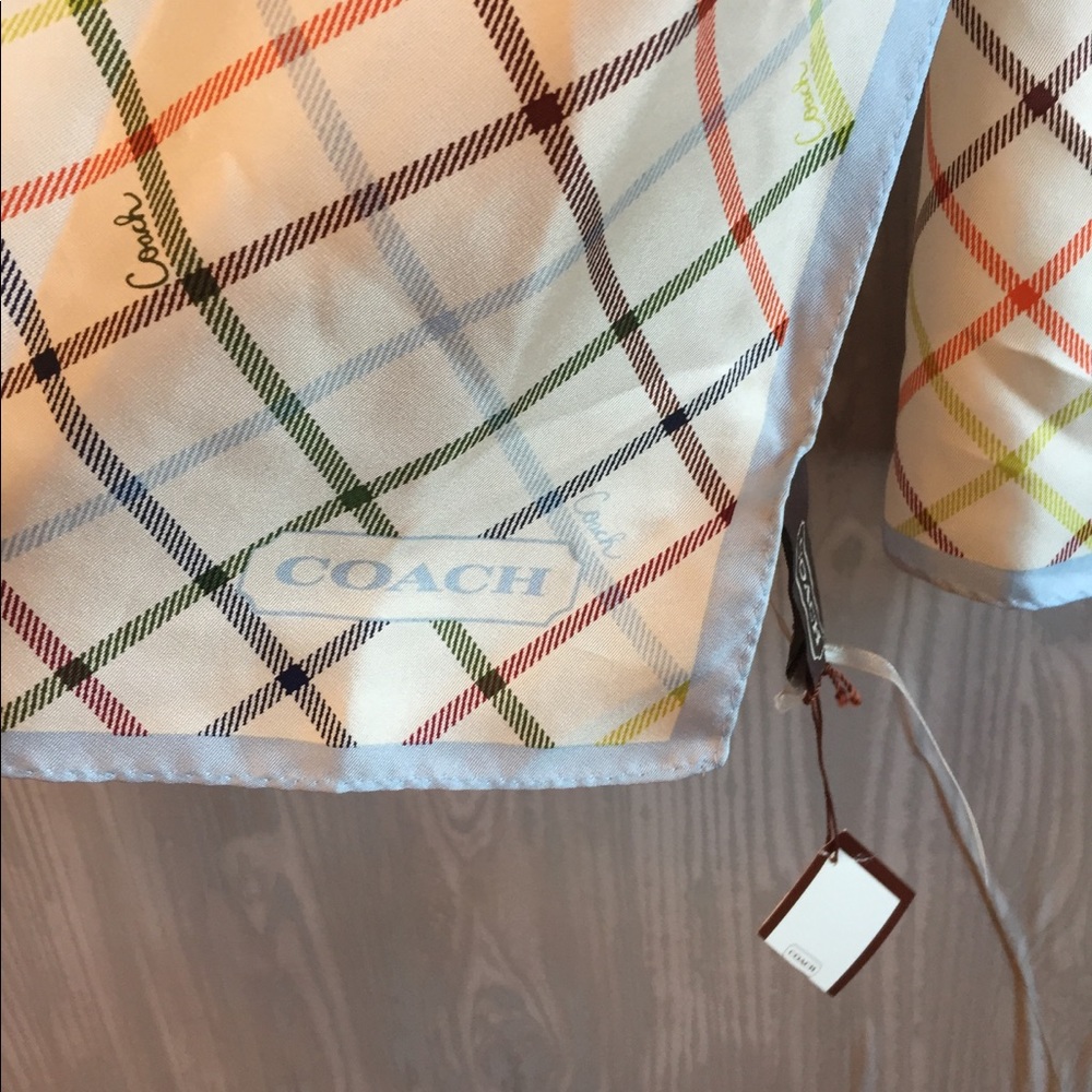 Coach Oblong Silk Scarf Tattersall Pattern